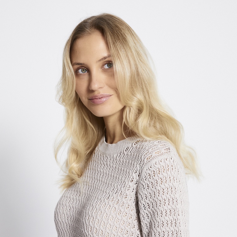 Crochet knit tee "Viola" Light Beige